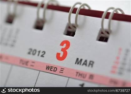March of 2012 calendar