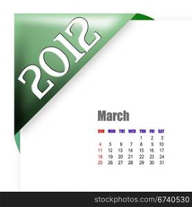 March of 2012 calendar