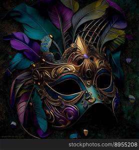 Mardi gras carnival mask. AI generated image. Mardi gras carnival mask