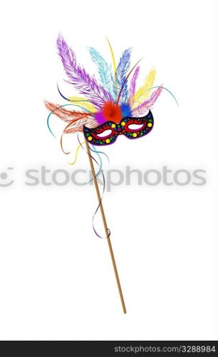 Mardi Grass mask with colored feathes