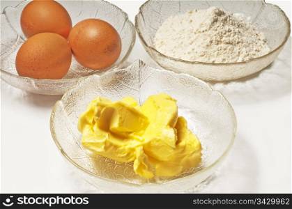 margarine. baking ingredients,egg, margarine and flour