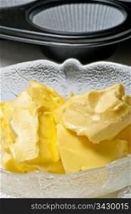 Margarine with muffin dish