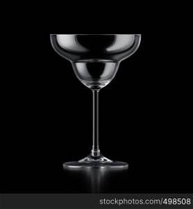 Margarita glass isolated on black background. Margarita glass