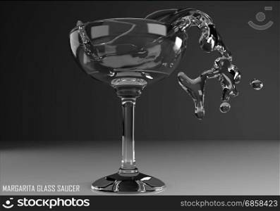 margarita glass saucer 3D illustration on dark background