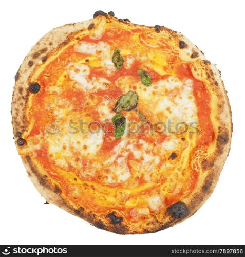 Margherita pizza isolated. Margherita aka margarita traditional Italian pizza isolated over white background