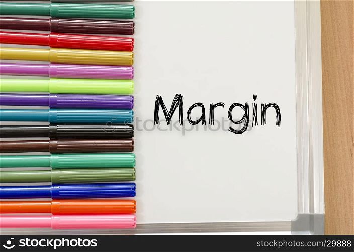 Margin text concept over whiteboard background