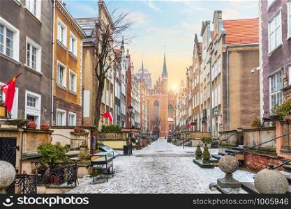 Mariacka street, a famous European street in Gdansk near the Basilica of the Assumption of the Blessed Virgin Mary.. Mariacka street, a famous European street in Gdansk near the Basilica of the Assumption of the Blessed Virgin Mary