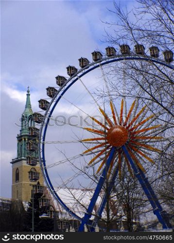 Marienkirche-Riesenrad. Christmas fair in Berlin