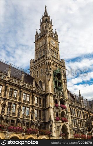 Marienplatz town hall of Munich, Germany in a summer day