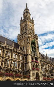 Marienplatz town hall of Munich, Germany in a summer day