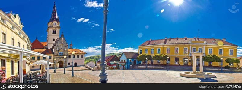 Marija Bistrica square colorful panorama, Zagorje, Croatia