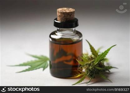 marijuana medicinal oil in small bottle Generative AI.