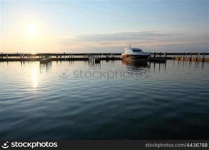Marina on Lake Huron at Port Austin, MI, USA