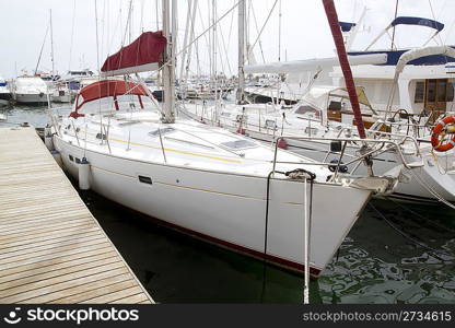 Marina sailboats in Formentera Balearic Islands Ibiza Spain