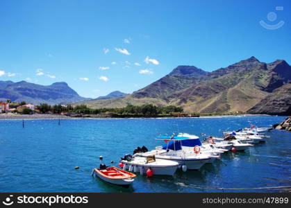 marina with boats on gran canaria island