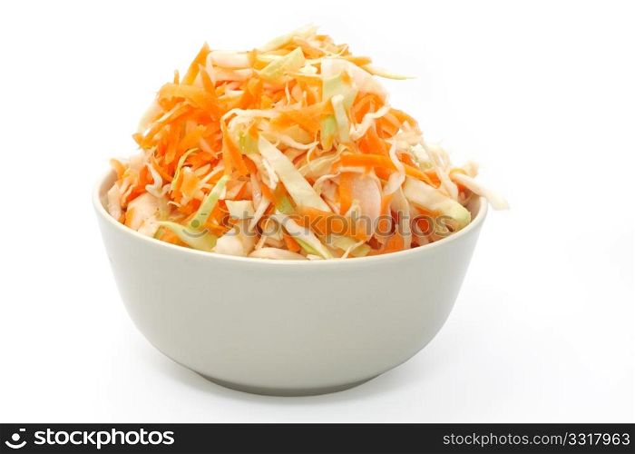Marinated cabbage and carrots . Object over white. Studio isolated.