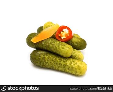 marinated cucumbers isolated on white