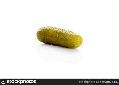 marinated pickled cucumbers isolated on white. Pickled green gherkins