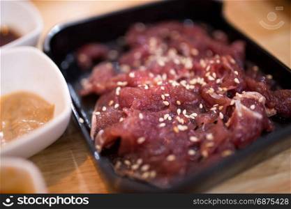 marinated pork with white sesame
