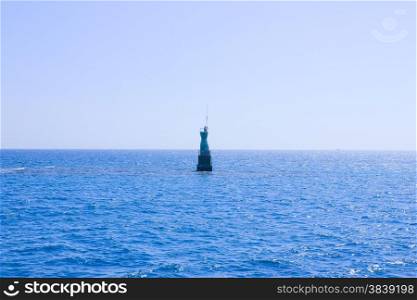 Marine Buoy Floating in Water. Sea at Sun Light. Sea Water Backround.. Marine Buoy