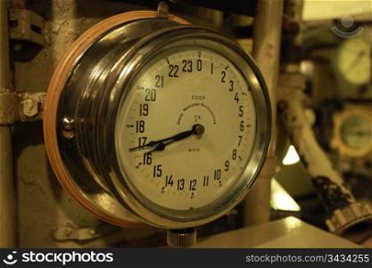 Marine chronometer on board of the submarine