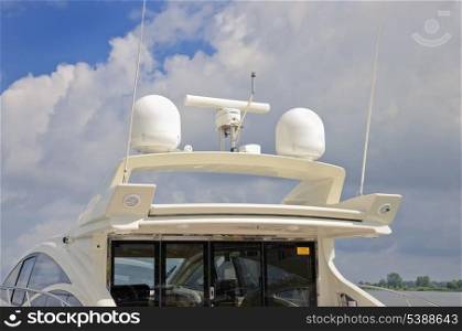 Marine communication radar antenna system on luxury boat