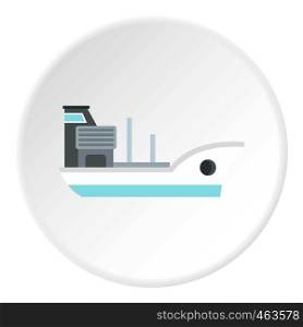 Marine ship icon in flat circle isolated vector illustration for web. Marine ship icon circle