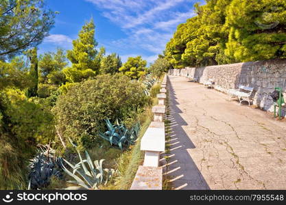 Marjan hill above Split mediterranean walkway view, Dalmatia, Croatia