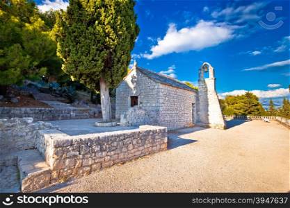 Marjan hill walkway stone chapel, City of Split, Dalmatia, Croatia