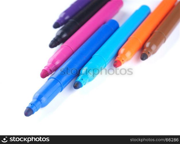 Markers on white background