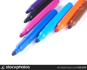 Markers on white background