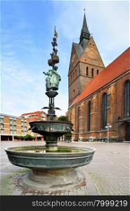 Market Church and fountain in Hanover, Germany