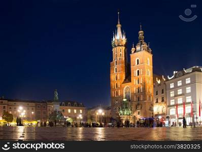 Market Square in Krakow . Main Market Square, one of the largest medieval squares in Europe