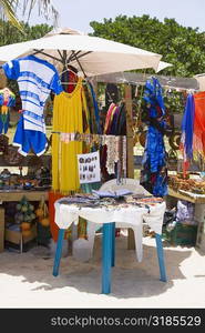 Market stall on the beach, West Bay Beach, Roatan, Bay Islands, Honduras