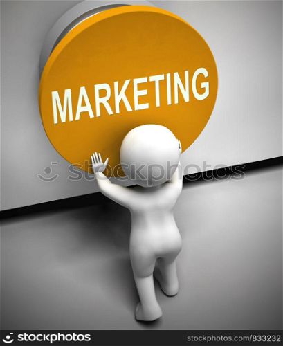 Marketing concept icon means commercial promotion of products. Advertising and promoting online or offline - 3d illustration
