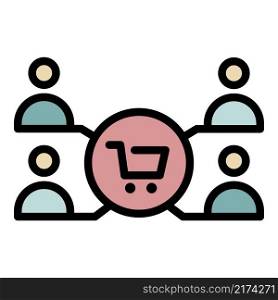 Marketing group icon. Outline marketing group vector icon color flat isolated. Marketing group icon color outline vector
