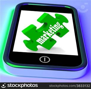 . Marketing On Smartphone Showing Mobile Marketing And E-commerce