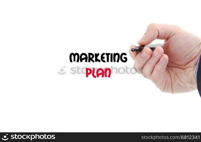 Marketing plan text concept isolated over white background