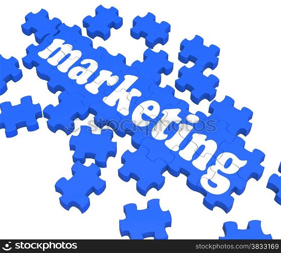 Marketing Puzzle Showing Advertising Sites Or Sales Strategy