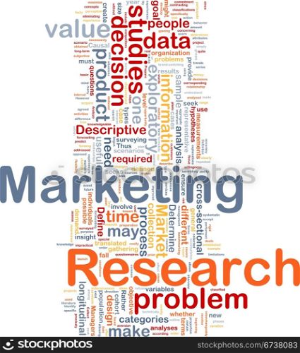 Marketing research background concept. Background concept wordcloud illustration of marketing research strategy