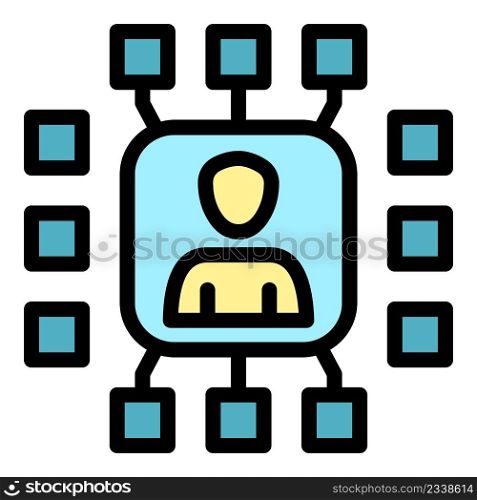 Marketing roles icon. Outline marketing roles vector icon color flat isolated. Marketing roles icon color outline vector