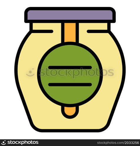 Marmalade jam jar icon. Outline marmalade jam jar vector icon color flat isolated. Marmalade jam jar icon color outline vector