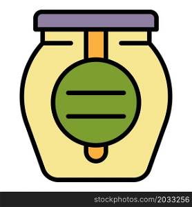 Marmalade jam jar icon. Outline marmalade jam jar vector icon color flat isolated. Marmalade jam jar icon color outline vector
