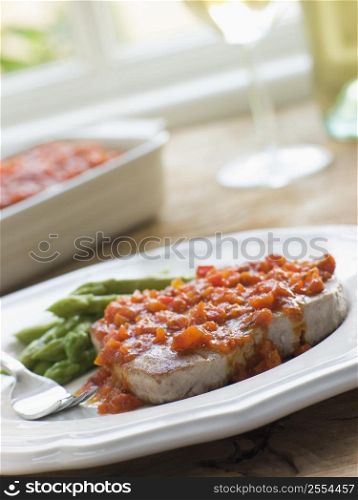 Marmitako Tuna Steak with Asparagus