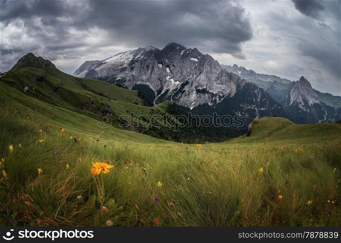 Marmolada mountains ridge, Val di Fassa, Italian Dolomites