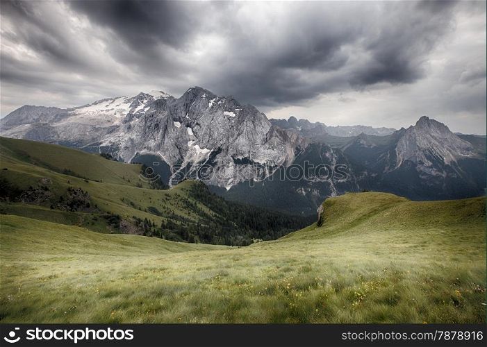 Marmolada mountains ridge, Val di Fassa, Italian Dolomites