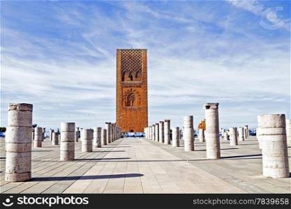 Marocco,Rabat. The Hassan Tower opposite the Mausoleum of King Mohamed V.