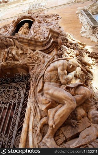 Marques de dos Aguas Palace with alabaster sculptures facade in Valencia Spain