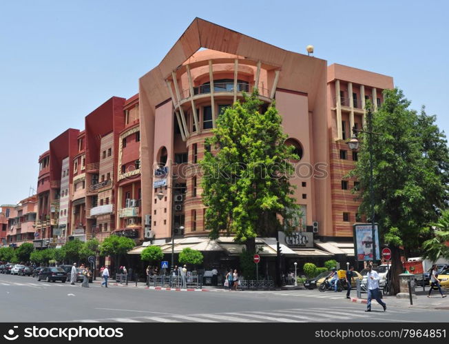 marrakech city morocco street architecture editorial