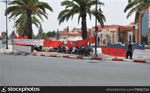 marrakech city morocco working people protest editorial 05.06.2015